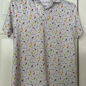 White On The Rocks Cocktail Pattern Polo Shirt